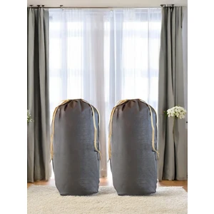 Balkan Room Kahverengi Büzgülü Hurç 2'li Set Xl 86X62CM - Taşınma Çantası -Yorgan Yastık Çamaşır Saklama Torbası
