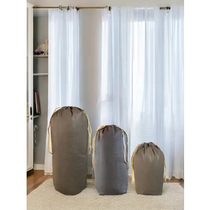 Balkan Room Kahverengi Büzgülü Hurç 3'lü Set -Xxl ,xl,l- Taşınma Çantası - Yorgan Yastık Çamaşır Saklama Torbası