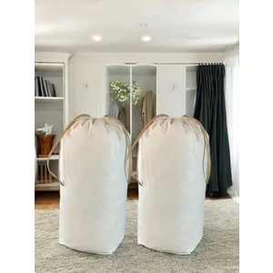 Balkan Room Krem Büzgülü Hurç 2'li Set Xlarge 86X62 cm - Taşınma Çantası - Yorgan Yastık Çamaşır Saklama Torbası