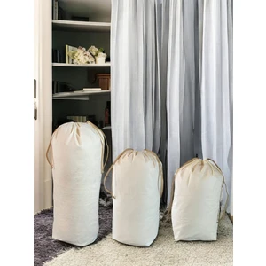 Balkan Room Krem Büzgülü Hurç 3'lü Set - Xxl ,xl, L - Taşınma Çantası - Yorgan Yastık Çamaşır Saklama Torbası