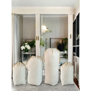 Balkan Room Krem Büzgülü Hurç 4'lü Set - Xxl ,xl, 2l - Taşınma Çantası - Yorgan Yastık Çamaşır Saklama Torbası