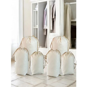 Balkan Room Krem Büzgülü Hurç 6'lı Set - 2xxl ,2xl, 2l - Taşınma Çantası - Yorgan Yastık Çamaşır Saklama Torbası