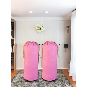 Balkan Room Pembe Büzgülü Hurç 2'li Set Xxlarge 104X62 cm -Taşınma Çantası-Yorgan Yastık Çamaşır Saklama Torbası