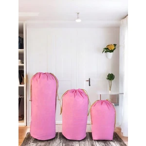Balkan Room Pembe Büzgülü Hurç 3'lü Set - Xxl ,xl, L - Taşınma Çantası - Yorgan Yastık Çamaşır Saklama Torbası