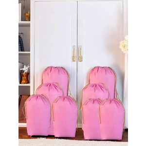 Balkan Room Pembe Büzgülü Hurç 8'li Set - 2xxl ,2xl, 4l - Taşınma Çantası -Yorgan Yastık Çamaşır Saklama Torbası
