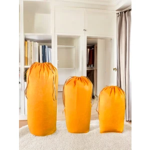 Balkan Room Turuncu Büzgülü Hurç 3'lü Set - Xxl ,xl, L - Taşınma Çantası - Yorgan Yastık Çamaşır Saklama Torbası