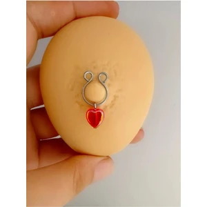 Ares Collection Arescollection Delik Gerektirmeyen ( Deliksiz) Sıkıştırma Kalpli Fake Meme Ucu Nipple Piercing(2 Adet)