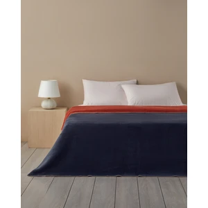 English Home Plain Pamuklu Çift Kişilik Battaniye 200 x 220 cm Antrasit - Turuncu