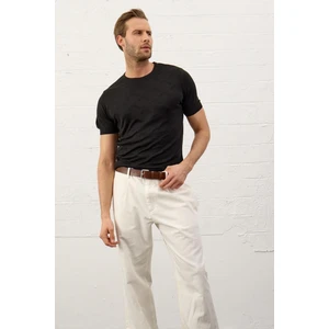 Erkek Bisiklet Yaka Slim-Fit Kalıp Yazlık Triko T-Shirt Siyah - 5017DNGR