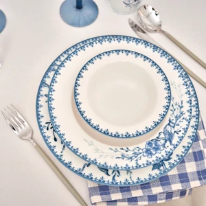 Bella Maison Bleu Blanc Porselen 24 Parça 6 Kişilik Yemek Takımı Mavi