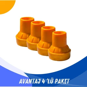 Baston Lastiği Yumuşak Kaymaz Taban Baston Asa Ucu Yüksek Kalite 4'lü Avantaj Paket Turuncu