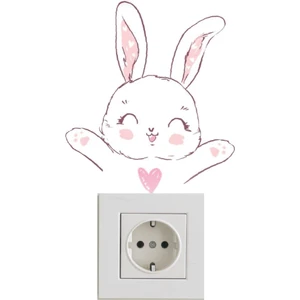 Ayza Tasarım Sevimli Minik Tavşan Çocuk Odası Priz Sticker Duvar Sticker Seti
