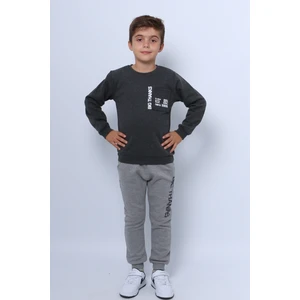 Erkek Çocuk 3 Iplik Eşofman Takımı Baskılı Cep Detaylı D29