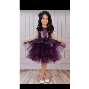 Esmaca Moda Kız Çocuk- Bebek Mor Renk Abiye Elbise