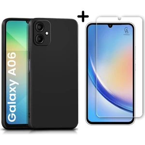 Samsung Galaxy A06 Uyumlu Kılıf Esnek Silikon Telefon Kılıfı ve Temperli Cam Ekran Koruyucu