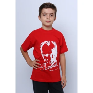 Çocuk Atatürk Ayyıldız Baskılı Tshirt Kısa Kollu A62