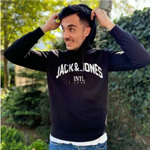 Jack & Jones Erkek Logo Baskılı Kapüşonlu Sweatshirt - Circle