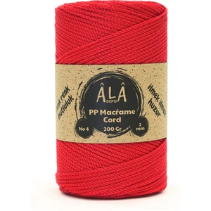 2 mm - 200 gr Polyester (Pp) Makrome Ipi 230 mt Polyester Makrome Ip Supla Ip ve Çanta Ipliği Kırmızı