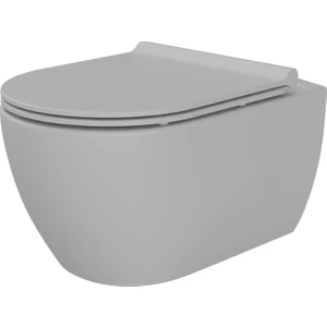 Turkuaz Seramik Mat Gri City Rimless Asma Klozet + Bella Slim Bas Çıkar Uf Kapak