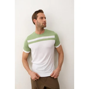Erkek Renkli Slim-Fit Kalıp Yazlık Triko T-Shirt Yeşil - 5018DNGR