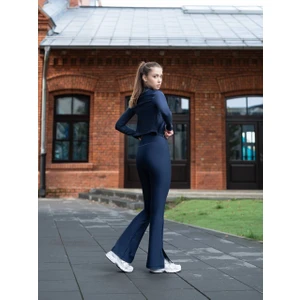 Lacivert Yırtmaçlı Ispanyol Paça Spor Tayt Pantolon