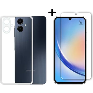 Samsung Galaxy A06 Uyumlu Kılıf Esnek Silikon Telefon Kılıfı ve Temperli Cam Ekran Koruyucu