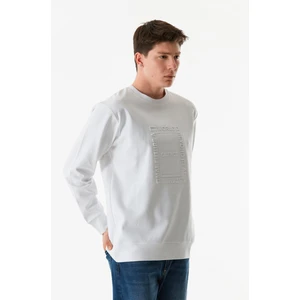 Yazı Kabartmalı Bisiklet Yaka Sweatshirt