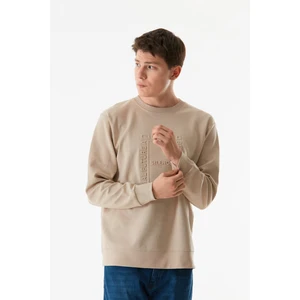 Yazı Kabartmalı Bisiklet Yaka Sweatshirt