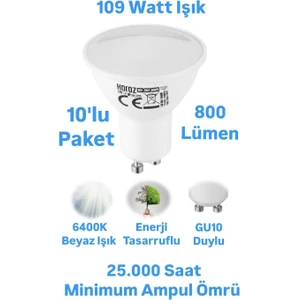 Horoz 10W GU10 LED Ampul Beyaz Işık 800 Lümen Çanak Spot Ampul
