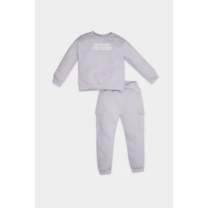 Kız Bebek 2'li Takım Baskılı Sweatshirt Beli Lastikli Jogger Eşofman Altı D6206A5NS