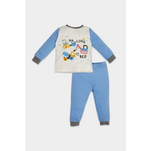 Erkek Bebek Pijama Takım Araç Baskılı Uzun Kollu Üst Beli Lastikli Uzun Alt D8314A5NS