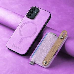 Samsung Galaxy A15 Uyumlu Kılıf Zebana 2in1 Best Deri Kılıf Mor