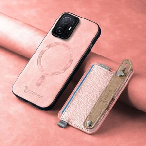 Xiaomi Mi 11T Uyumlu Kılıf Zebana 2in1 Best Deri Kılıf Pembe