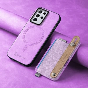 Samsung Galaxy S23 Ultra Uyumlu Kılıf Zebana 2in1 Best Deri Kılıf Mor