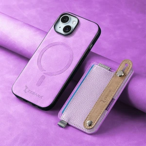 Apple iPhone 13 Uyumlu Kılıf Zebana 2in1 Best Deri Kılıf Mor