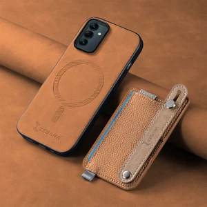 Samsung Galaxy A55 Uyumlu Kılıf Zebana 2in1 Best Deri Kılıf Kahverengi