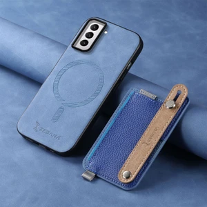 Samsung Galaxy S22 Uyumlu Kılıf Zebana 2in1 Best Deri Kılıf Mavi