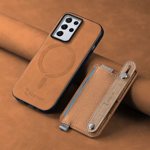 Samsung Galaxy S21 Ultra Uyumlu Kılıf Zebana 2in1 Best Deri Kılıf Kahverengi