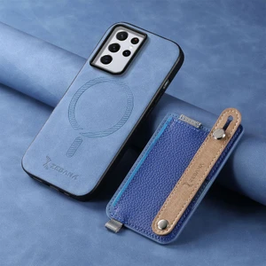 Samsung Galaxy S23 Ultra Uyumlu Kılıf Zebana 2in1 Best Deri Kılıf Mavi