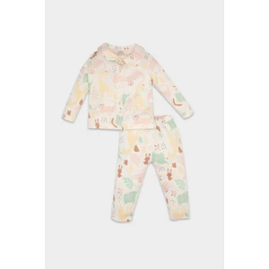 Kız Bebek Pijama Takımı Safari Baskılı Uzun Kollu Üst Beli Lastikli Alt D8289A5NS