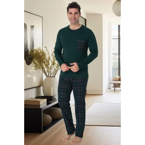 Mecit Pijama Mecit 2903 Yeşil Ekoseli  Pamuk Erkek Pijama Takımı