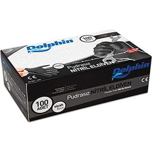 Pudrasız Siyah Nitril Eldiven, L