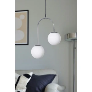 Janin Modern Salon - Mutfak - Yatak Odası Sarkıt Gri Renk Gövde Beyaz Cam 2 Li Avize