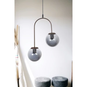 Janin Modern Salon - Mutfak - Yatak Odası Sarkıt Kahverengi Renk Gövde Füme Cam 2 Li Avize