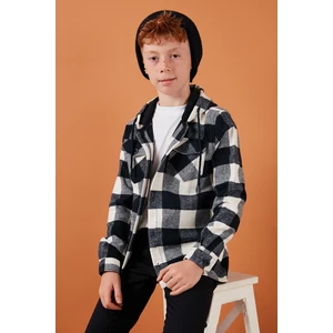 Kapüşonlu Çift Cepli Ekoseli Oduncu Gömlek Erkek Çocuk Gömlek Cf25w81787