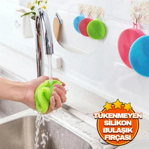 1 Adet Pratik Tekli Silikon Tükenmeyen Bulaşık Yıkama Fırçası