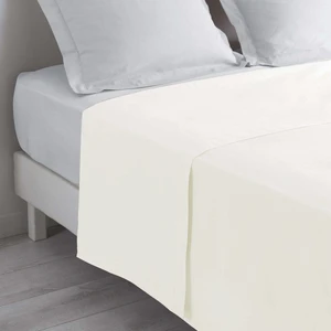 Maki Home Yüzde Yüz Pamuklu Açık Bej 240X260 Çift Kişilik Yataklara Uygun Lastiksiz Düz Çarşaf