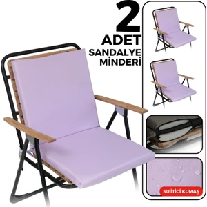 2'li sandalye minderi su ıtici kumaş 40 x 40 cm sünger sırtlıklı sandalye minderi bağcıklı lila