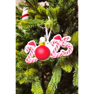 Yılbaşı Ağacı Süsü Candy Cane 2025 Yazılı