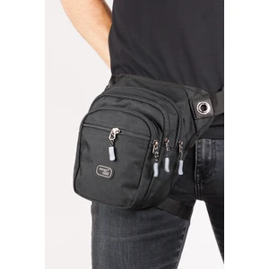 Çok Gözlü Su Geçirmez Unisex Siyah Bel Bacak Omuz Motosiklet Kurye Çantası Bodybag Gri Siyah 4962